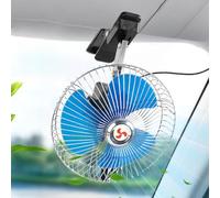 Ventilateur à clip en métal 12 V/24 V pour camion et voiture, 15 cm (6 | Ventilateur à clip en métal bleu 15 cm pour camion et voiture 12 V/24 V oscillant