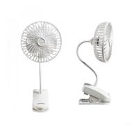 Ventilateur à clip, rechargeable 3600 mAh, rotation à 720°, 4 vitesses, à suspendre ou à poser, refroidissement portable pour bureau et maison (15 cm)