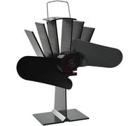 Ventilateur à convection thermique, ventilateur de cheminée pour poêle à bois, distributeur de chaleur sans électricité avec 2 pales, ventilateur de chaleur silencieux en aluminium anodisé, idéal pour