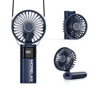 Ventilateur à Main, Mini Ventilateur Portatif, 5200mAh Rechargeable, Petit Ventilateurs de Poche Avec 6 Vitesses, 180° Ventileur USB Pliable pour la Maison, le Bureau, l'Ecole, l'Extérieur, Bleu