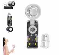 Ventilateur a Main portatif avec plaque de refroidissement instantanée et lumière LED,boîtier transparent,ventilateurs rechargeables USB de réfrigération pli,100 niveaux réglables,3600 mAh，Blanc
