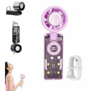 Ventilateur a Main portatif avec plaque de refroidissement instantanée et lumière LED,boîtier transparent,ventilateurs rechargeables USB de réfrigération pli,100 niveaux réglables,3600 mAh，Violet
