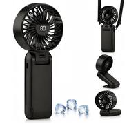 Ventilateur à Main USB,Mini Ventilateur Rechargeable,Petit Ventilateur Portable,Ventilateur à Main Pliable 5 Niveaux(noir)