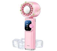 Ventilateur à main - Ventilateur personnel à main 199 vitesses en continu turbos portable mini refroidisseur d'air portable avec écran LED, rechargeable 4000 mAh, design pliable avec cordon | Voyage
