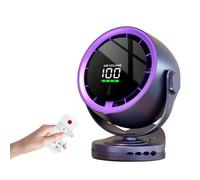 Ventilateur à pince - Batterie 3600mAh Rechargeable, 100 vitesses, Tête rotative 720° - Gris avec violet