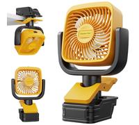 Ventilateur alimenté par batterie pour batterie Dewalt 20 V Max | Ventilateur portable avec 3 vitesses et réglable à 360 °, pour chantier, camping, tente, voyage, pêche, extérieur