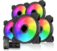 Ventilateur ARGB 120 mm - Débit d'air élevé - Vitesse réglable - Éclairage RGB personnalisable - Support de ventilateur et télécommande - Lot de 5