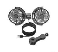 Ventilateur Arrière Siège pour voiture Circulation Air Puissant | Double tête rotative, 3 vitesses réglables, matériau ABS+PP , , alimentation USB 5V