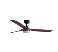 Faro PUNT Ventilateur de plafond Led noir en bois foncé avec moteur à courant continu
