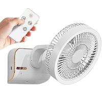 Ventilateur avec télécommande - Modèle mural - Circulateur d'air - Flux d'air réglable - 5 vitesses - 25 cm - Gris