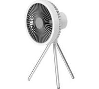 Ventilateur avec Trépied Crochet Rechargeable USB 10000mAh Qumox pour Bureau camping avec Lumières LED/Minuterie Intégrée Rotation à 180° 3 Vitesses Vent Fort 8-27 Heures-blanche G
