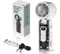 Ventilateur blanc portatif avec plaque de refroidissement instantané et lumière LED, mini ventilateur rafraîchissant pliable avec af
