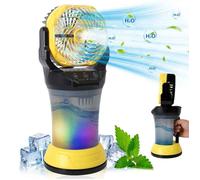Ventilateur brumisateur à glace nomade 15000mAh, 4 vitesses, nano-brume, LED RVB, jaune