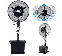 Ventilateur brumisateur à hauteur réglable pour terrasse - 3 modes de ventilation, ventilateur industriel sur pied avec brumisation (coloris noir)