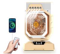 Ventilateur brumisateur avec 5 buses, batterie externe de 27000 mAh, éclairage LED, diffuseur de parfum, télécommande