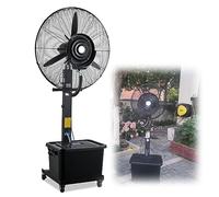 Ventilateur brumisateur avec réservoir de 38 litres, oscillation à 90°, 3 options d'alimentation - Refroidissement pour terrasse, garage, salle de sport, atelier