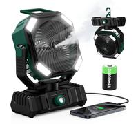 Ventilateur brumisateur de 20 000 mAh, réservoir de 300 ml, oscillation, éclairage LED, idéal pour le camping