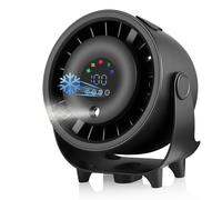 Ventilateur Brumisateur de Table, Ventilateur Bureau 6000mAh USB Rechargeable, Réglable à 90°, 3 Vitesses de Vent Fort, Écran LED Digital, Ventilateur Silencieux pour Chambre Bureau Extérieur(Noir)