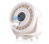 Ventilateur Brumisateur de Table, Ventilateur Bureau USB Rechargeable | 6000mAh, Réglable à 90°, 3 Vitesses de Vent, Écran LED Digital, Ventilateur Silencieux pour Chambre Bureau Extérieur(Blanc)