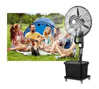 Ventilateur brumisateur d'extérieur sur pied : hauteur réglable, 3 vitesses, oscillation à 60° - Rafraîchissement idéal pour terrasse, jardin ou cour arrière (Noir)