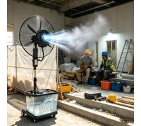 Ventilateur brumisateur industriel avec réservoir 42L, ventilateur sur pied oscillant à 90°, haute vélocité pour Terrasse, Jardin, Garage Et Entrepôt，Noir