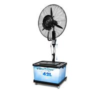Ventilateur Brumisateur Industriel sur Pied, 42L | Refroidissement pour Entrepôt, Atelier, Garage, Poulailler. Hauteur Réglable 160-200cm, Roues, Oscillation 45°(75cm/29.5in)