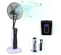 Ventilateur brumisateur Noir Ventilateur sur Pied avec nébuliseur d'eau avec Télécommande 2 en 1 Minuterie, Affichage LED 75W