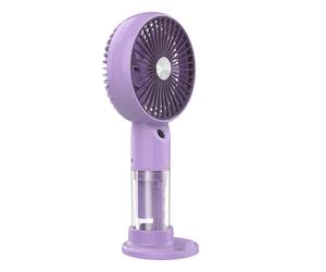 Ventilateur Brumisateur Portable 3 Vitesses avec Base Support pour Smartphone Violet