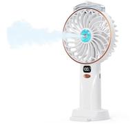 Ventilateur brumisateur portable - 4000mAh, écran LED, support téléphone - pour bureau, voyage et camping - Blanc