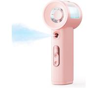 Ventilateur brumisateur portable, batterie 5000 mAh, turbo personnel 5 vitesses, mini vaporisateur eau voyage, plage - Rose