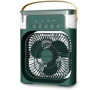 Ventilateur Brumisateur Portable, Mini Rafraîchisseur d'air Bureau avec 5 Buses, Réservoir 600ml, Flux d'air 180°, 3 Vitesses, Veilleuse 7 Couleurs, pour Bureau, Chambre, Camping & Voyage,Green