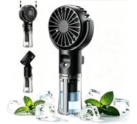 Ventilateur brumisateur portatif rechargeable par USB, 4 vitesses réglables, silencieux et portable (noir, avec cordon)