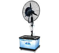 Ventilateur Brumisateur sur Pied Extérieur, Rafraîchisseur d'Air Industriel 42L avec Roues, 3 Vitesses, Oscillation 90°, Ventilateur à Brume Grande Distance pour Terrasse, Jardin, Garage, Atelier