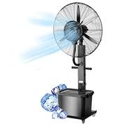 Ventilateur brumisateur sur pied noir, modèle industriel à 3 vitesses de refroidissement et oscillation à 90° - Ventilateur brumisateur d'extérieur avec réservoir grande capacité de 42 L