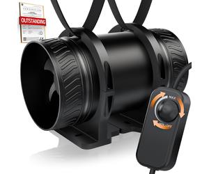 Ventilateur canalisation 100 mm, vitesse réglable en continu, débit de 90 à 310 m³/h, extracteur d'air silencieux, 8W