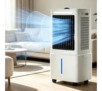 Ventilateur climatiseur portable 3-en-1, refroidisseur d'air avec humidificateur, grand réservoir 25L, 3 vitesses, 3 modes, oscillation 120°, télécommande pour chambre