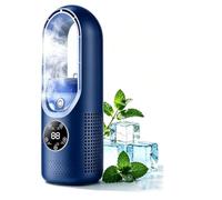 Ventilateur climatiseur portable, refroidisseur d'air silencieux sans pales avec 6 vitesses de vent et minuteries de, humidificateur, alimenté par USB, mini unité de climatisation économe en，Bleu-1pc