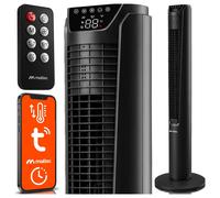Ventilateur colonne 108 cm avec télécommande Wi-Fi, 4 modes, oscillation, minuterie 12 heures, ionisation, aromathérapie, écran LED et panneau tactile Ventilateur colonne, ventilateur sur pied pour ch