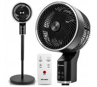 Ventilateur colonne 60 W avec télécommande, oscillation 3D, écran LED avec 3 vitesses et panneau tactile, noir