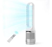 VEVOR Ventilateur Colonne sans Pales, Ventilateur Tour Silencieux Oscillant à 65° pour Chambre, Salon, Bureau, avec Télécommande, 12 Vitesses, 4 Modes, Minuterie 8 h, Vitesse d'Air 4,5 m/s, Blanc