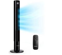 Ventilateur colonne silencieux LED Vitesse 7.8 m/s Oscillant à 85° 110 cm de haut Télécommande incluse 3 vitesses minuterie 12H