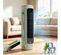 Ventilateur Colonne Silencieux, Ventilateur sans pales, 3 vitesses, rechargeable USB, Ventilateur tour mini, pour salon chambre,Vert