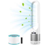 VEVOR Ventilateur Colonne, 1050 mm, Ventilateur Tour de Sol sans Pales Oscillant 80° 4,7 m/s, Vitesses Réglables, Minuterie 8 h, Télécommande, Filtre HEPA, Refroidissement pour Chambre, Bureau, Maison
