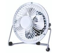 Ventilateur de bureau compact Azomor en métal blanc, avec connexion USB et angle réglable