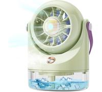 Ventilateur de bureau, mini climatiseur mobile avec vaporisateur, refroidisseur d'air, chargement USB, pour camping, voyage, Vert