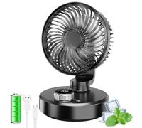 Ventilateur de Bureau Petit Ventilateur Oscillant Silencieux 6000mAh Batterie Ventilateur Portable Rechargeable 6 Vitesses Écran LCD Mini USB Ventilateur Table pour Bureau Maison Camping(Noir)