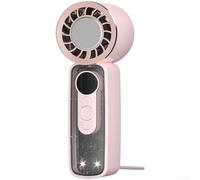 Ventilateur de bureau portable avec 199 vitesses, rechargeable par USB avec plaque de refroidissement semi-conducteur, lumière LED intégrée pour voyage, trajets en plein air (compresse froide rose)