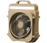 Ventilateur de bureau portable avec lumière LED et batterie solaire | Ventilateur de table rechargeable par USB à 5 niveaux pour camping, pique-nique, usage domestique | Matériau ABS | Blanc lait ou