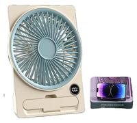 Ventilateur de bureau, portable, recharge USB, couleur bleu