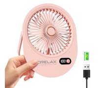 Ventilateur de Bureau Portable Rechargeable, Petit Ventilateur Personnel à Vent Puissant, 6 Vitesses de Refroidissement, Mini Ventilateur USB Compact Pour Intérieur, Extérieur et Bureau (Rose)